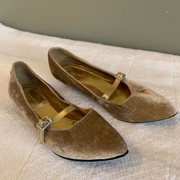 Gold Velour Flats - Picture 2 of 6